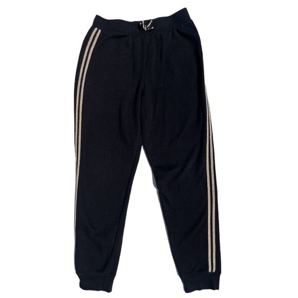 Girls Black & Gold Striped Sweatpants (XL-14) - Picture 1 of 5